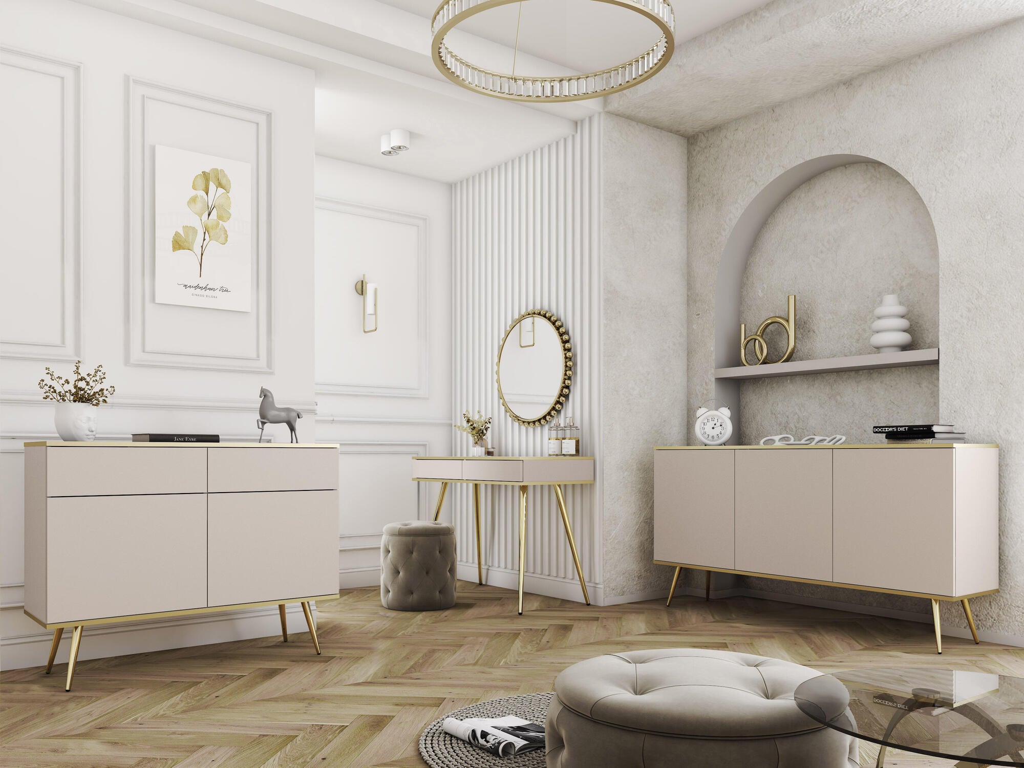 SIDEBOARD ORO BEIGE & GOLD 160CM