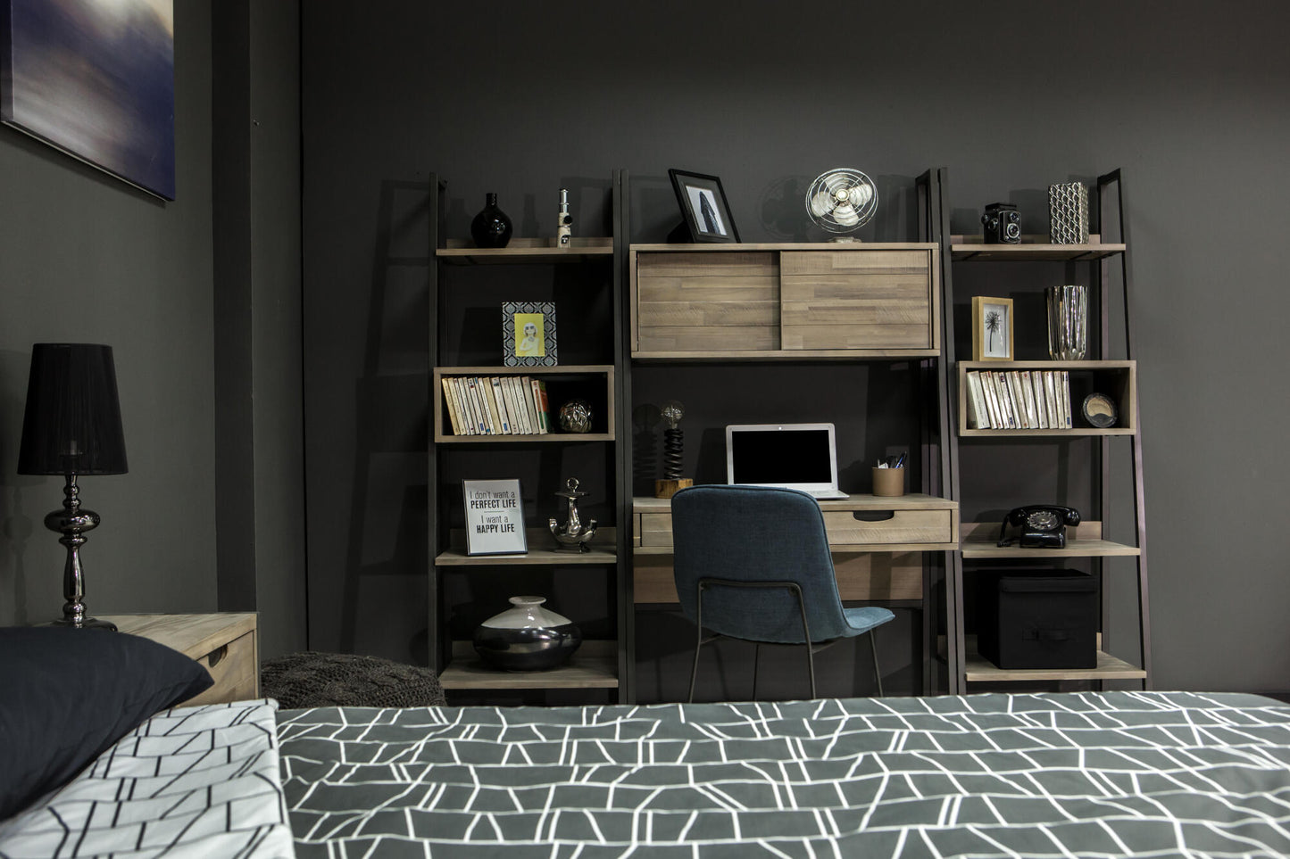DESK FLOW SAND OAK & GRAPHITE 100CM – Furnlux