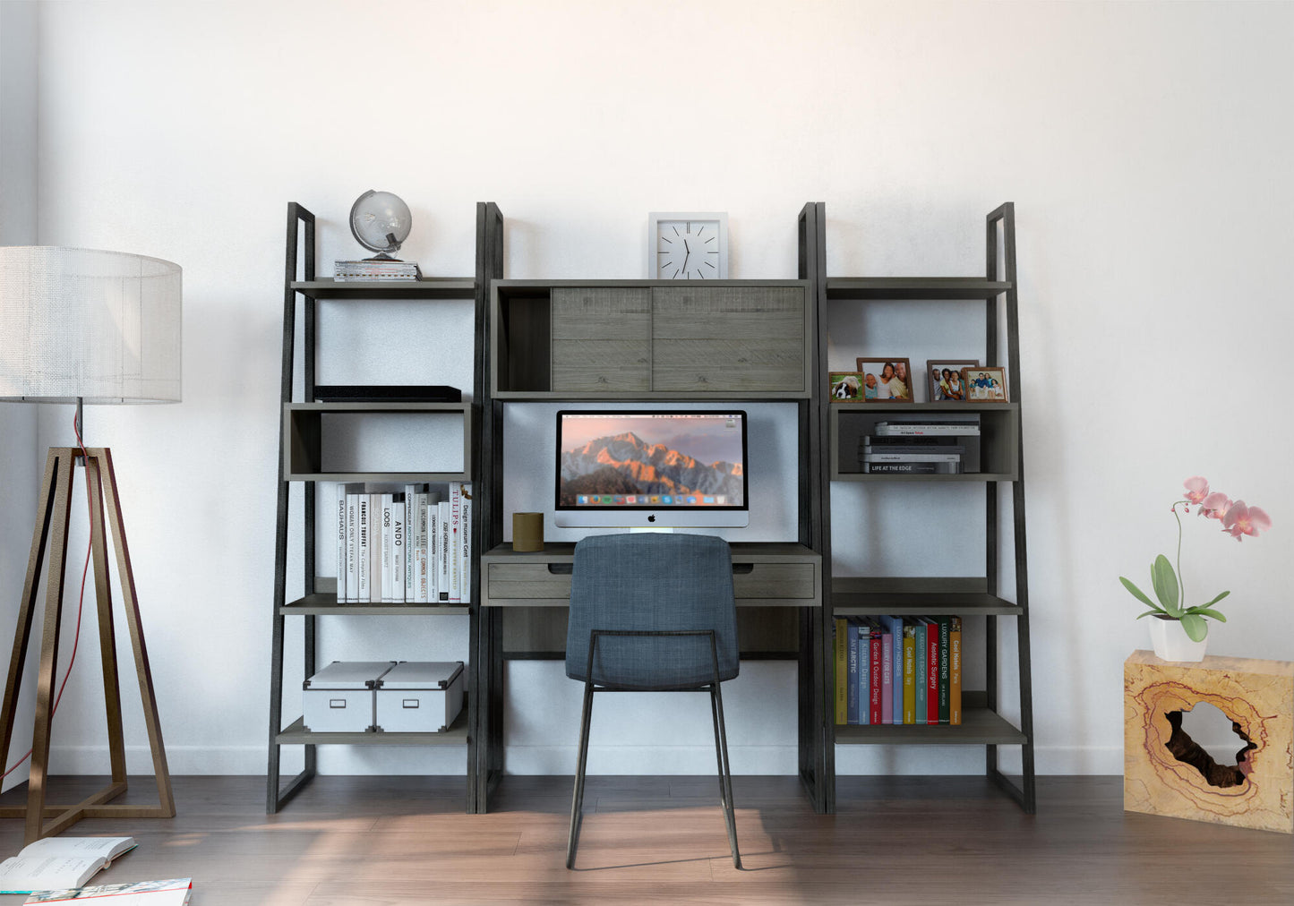 DESK FLOW SAND OAK & GRAPHITE 100CM – Furnlux