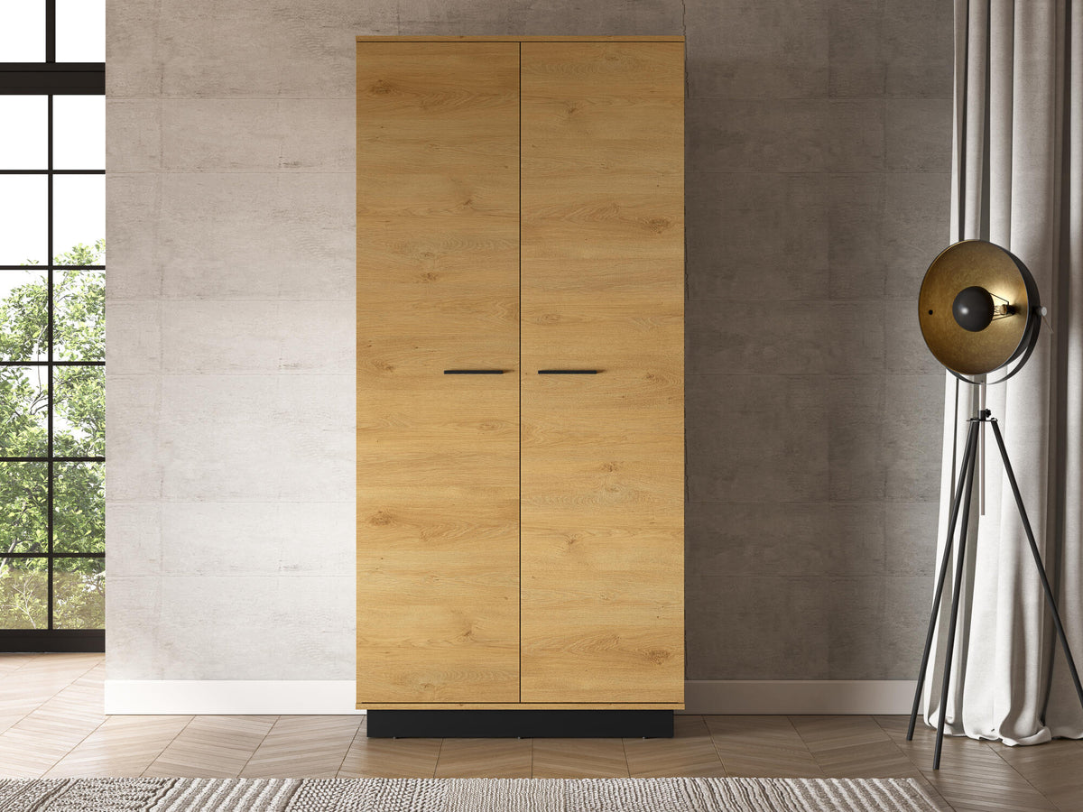 WARDROBE MODESTO OAK & BLACK 92CM – Furnlux