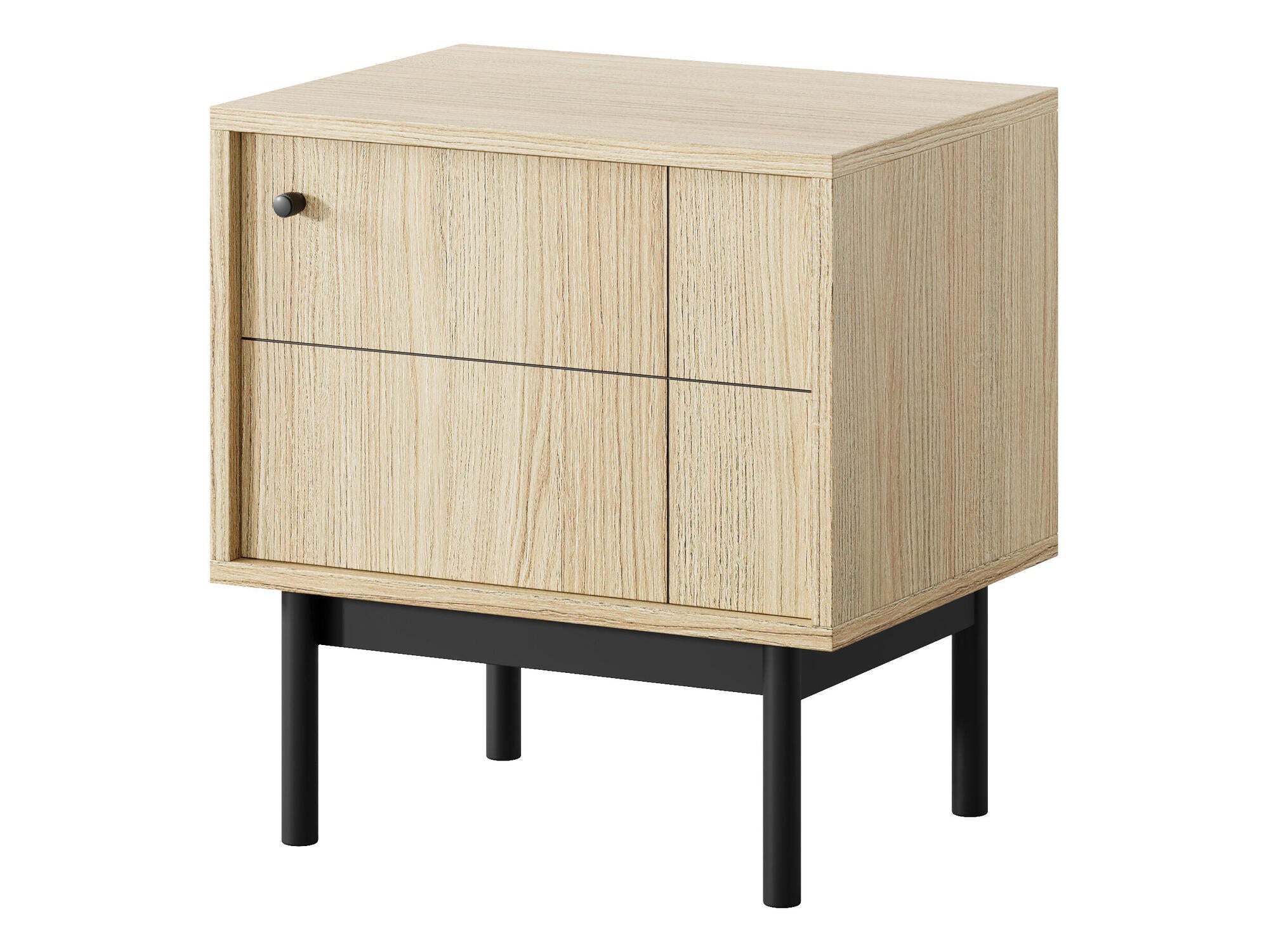 Furinno Tidur Nachttisch – Schlankes Design In Französische Eiche/Schwarz | Mit 2 Ablageflächen | Platzsparend Für Kleine Schlafzimmer